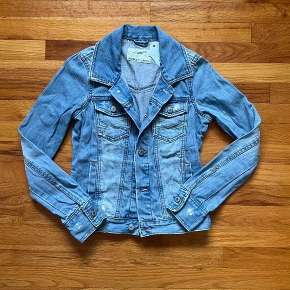 Aeropostale Jackets & Blazers - Vintage 2000s Distressed Denim Jacket Size Small Grunge Preppy Y2K 90s Tumblr